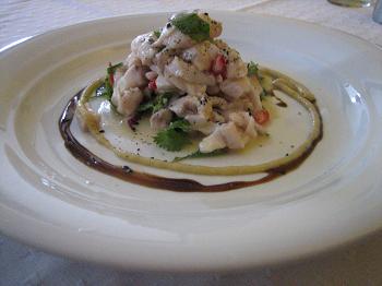 Ceviche de corvina com sementes de romã - ótima opção da Restaurant Week no AK Delicatessen